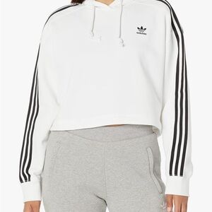 Adidas White Hoodie with Black Stripes